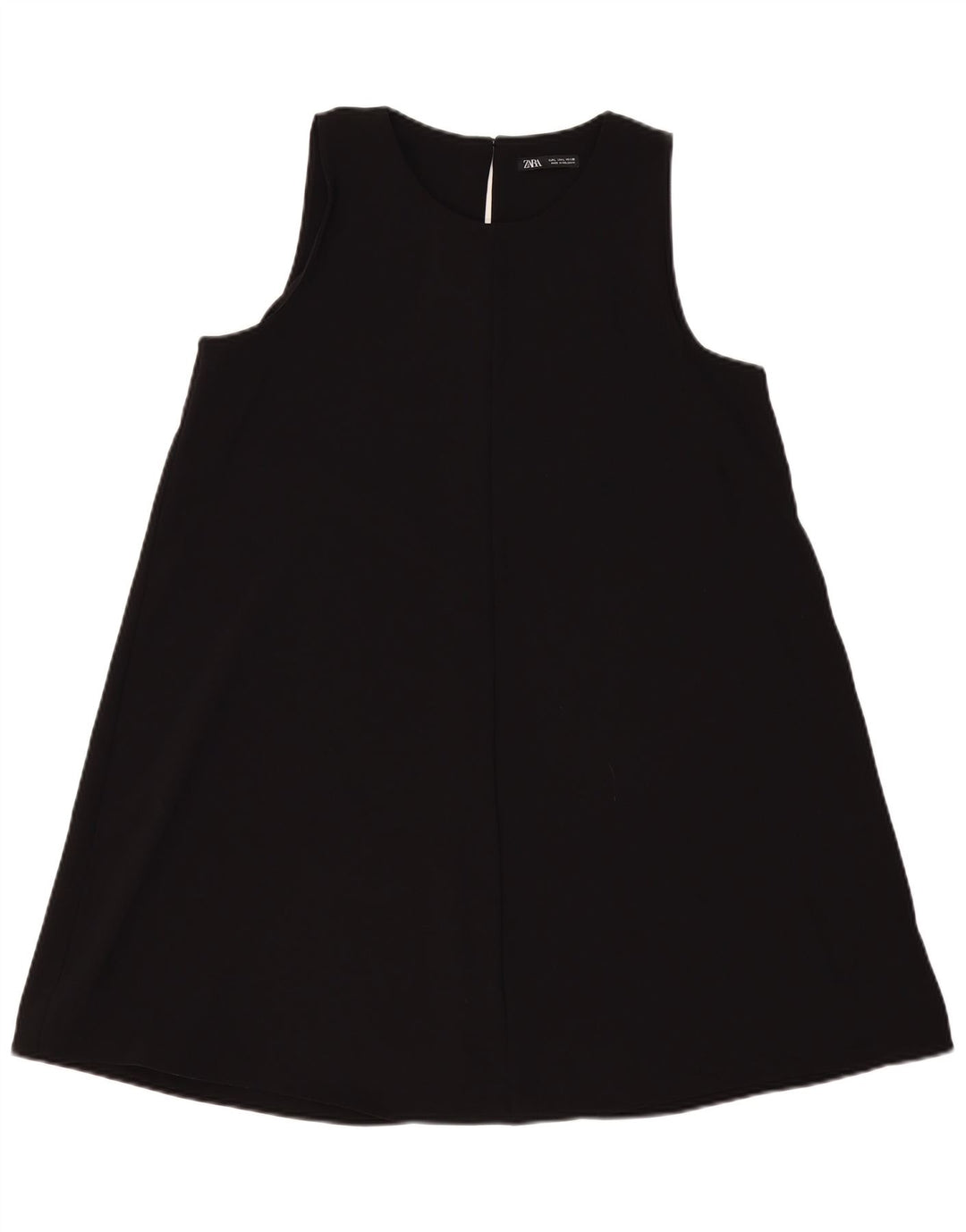 Zara Mujer Vestido Sin Mangas Tienda UK 46 Grande Poliéster Negro