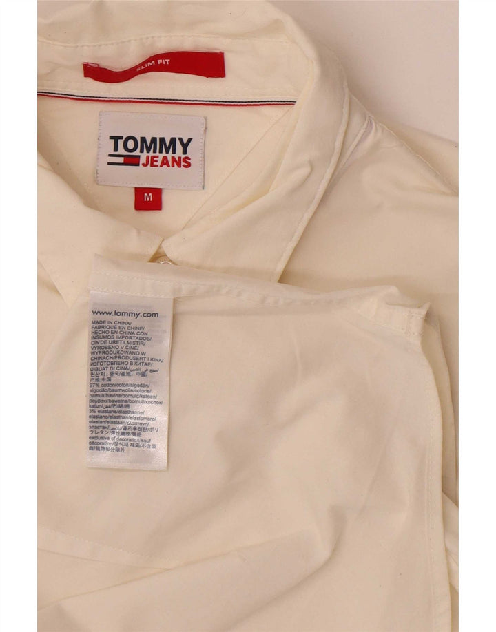 Camisa Tommy Hilfiger Slim Fit de algodón blanco roto mediano para hombre