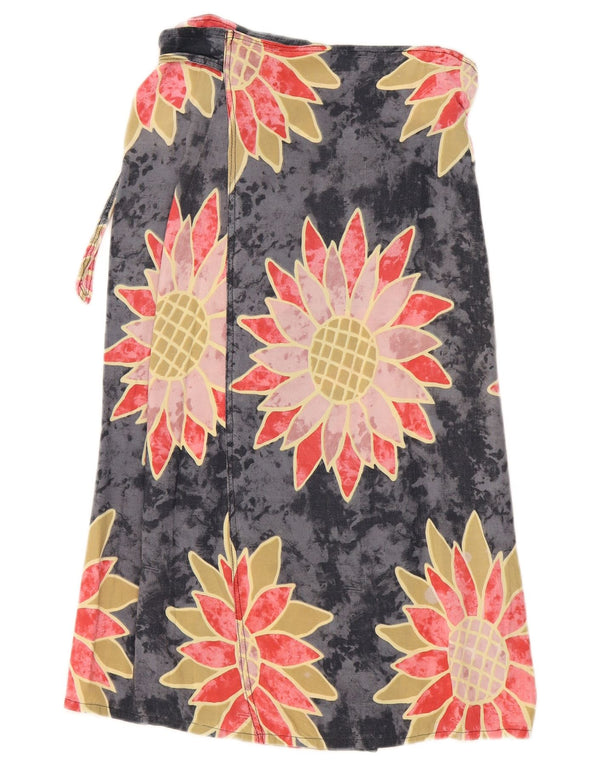 Falda cruzada vintage para mujer talla única W30 gris floral