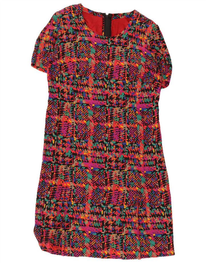 Vintage mujer vestido de vaina Reino Unido 14 medio multicolor manchado