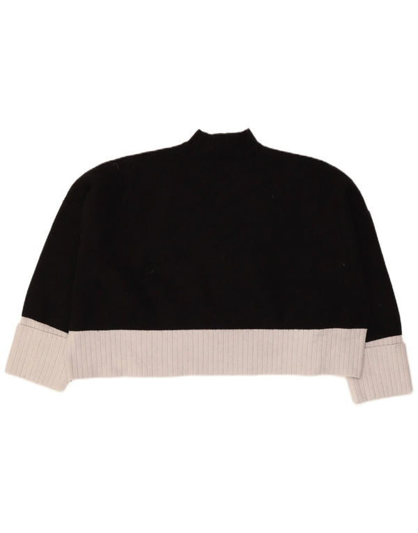 Zara Suéter Corto Con Cuello De Tortuga Para Mujer UK 20 2XL Negro Colorblock