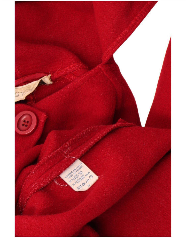 Vintage mujer frente corbata abrigo Reino Unido 18 XL lana roja