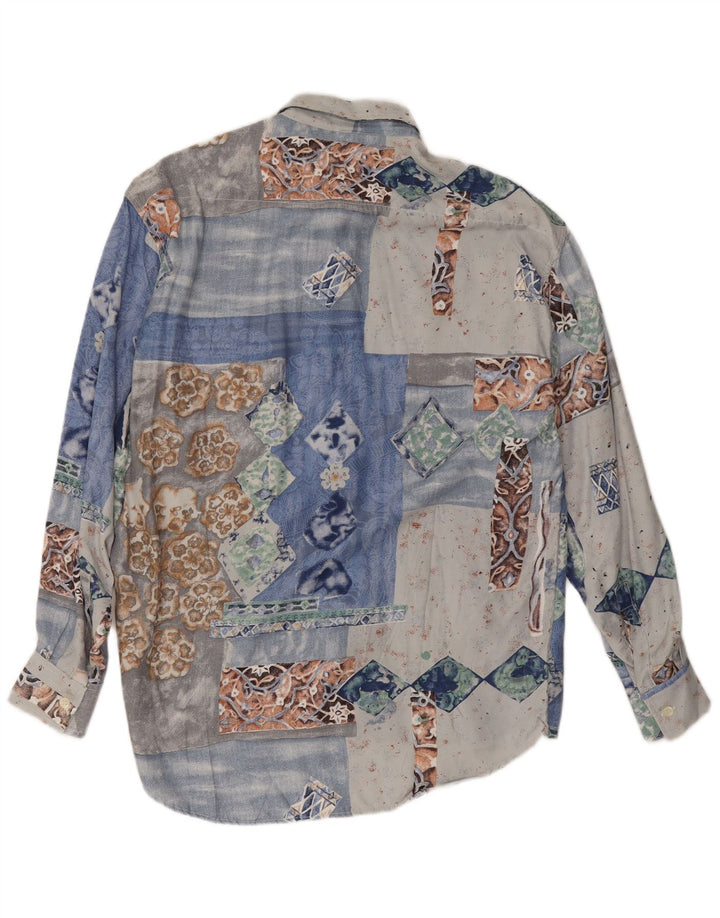 Camisa Kantaros Hombre Small Azul Patchwork Viscosa