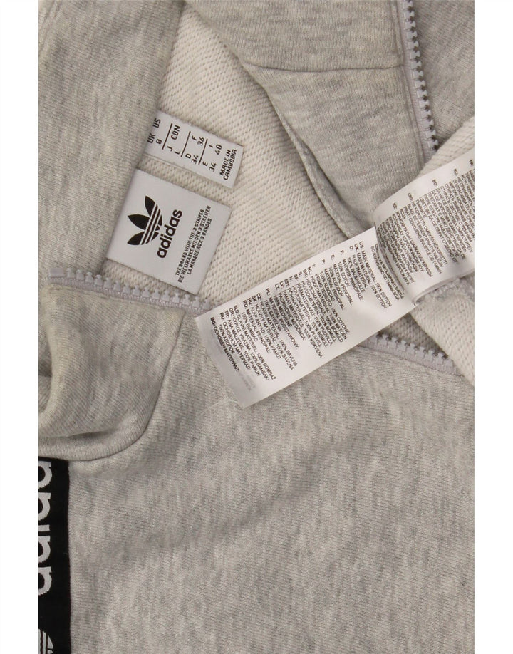 Adidas Mujer Oversize Graphic Zip Neck Sudadera Jumper UK 8 Small Gris