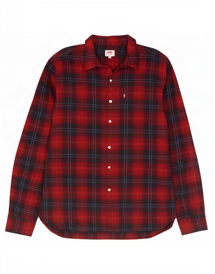 Levi's Hombre Camisa De Franela De Algodón A Cuadros Rojo Medio