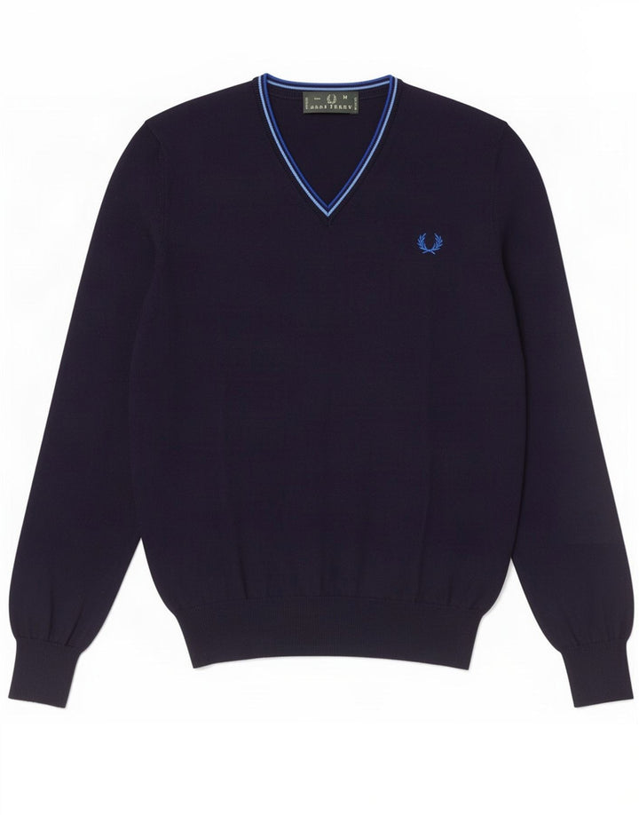 Fred Perry Jersey Con Cuello En V Para Hombre Algodón Azul Marino Medio