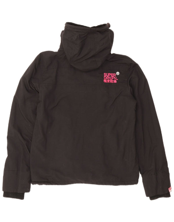 Superdry Chaqueta Cortavientos Con Capucha Gráfica Para Mujer UK 44 Medium Black Nylon