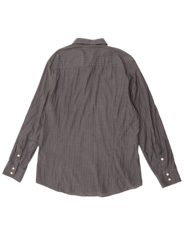 Calvin Klein Camisa Slim Fit para hombre Talla 45 18 2XL Algodón a rayas gris