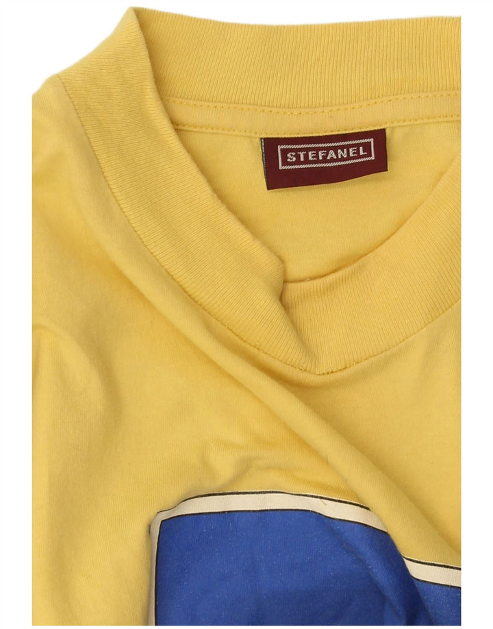 Stefanel - Camiseta gráfica para hombre, talla grande, algodón amarillo