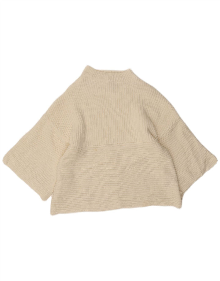 Cooper Suéter tipo jersey con cuello alto y manga 3/4 para mujer UK 8 Small White