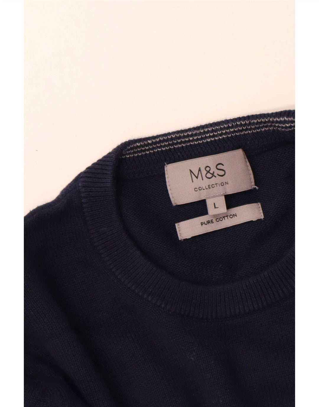 Marks & Spencer - Jersey de cuello redondo para hombre, talla grande, algodón azul marino