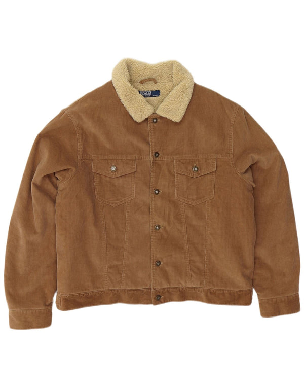 Polo Ralph Lauren Chaqueta de pana Sherpa para hombre UK 42 XL Algodón marrón