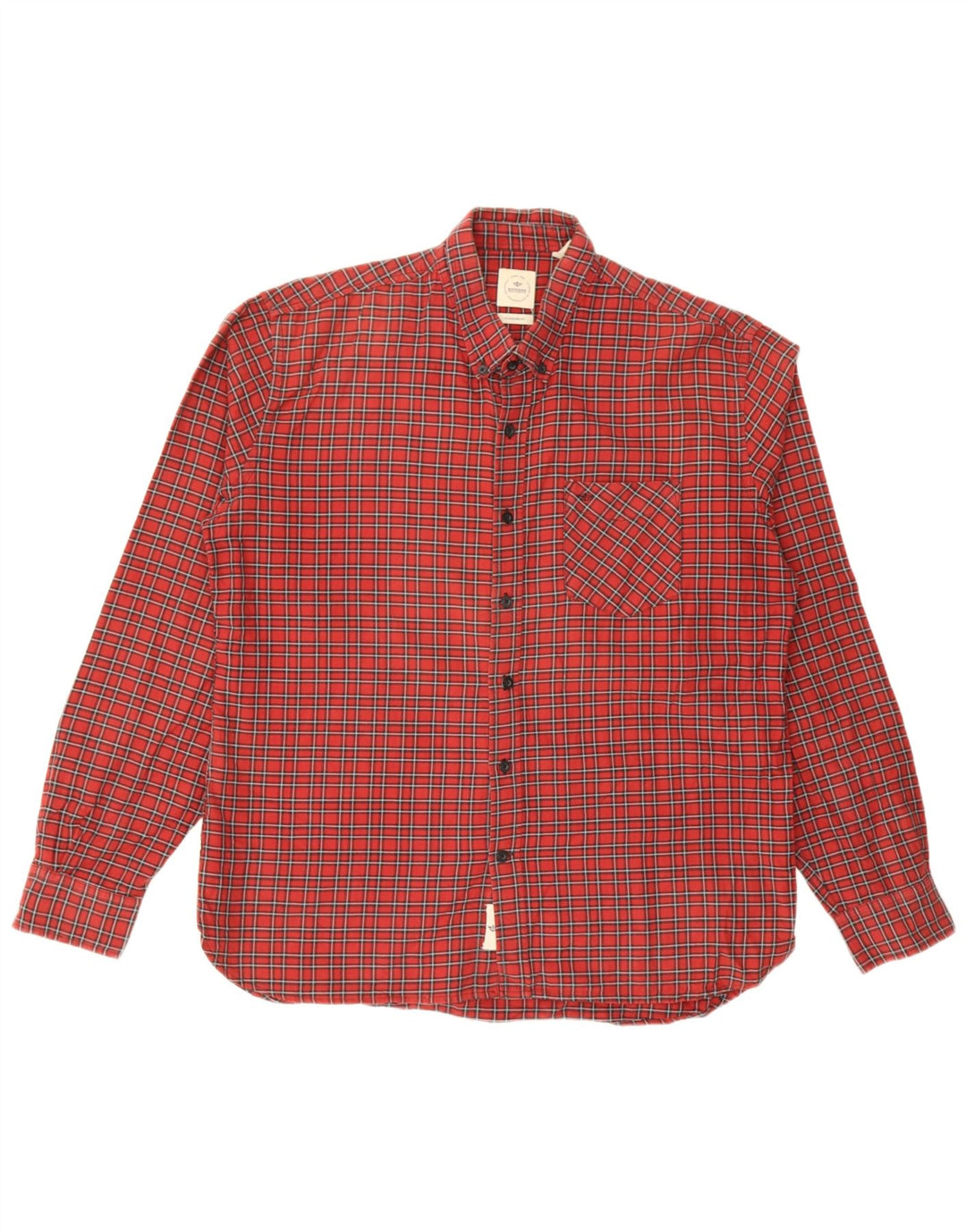 Dockers Camisa de franela de corte estándar para hombre, algodón a cuadros rojos grandes