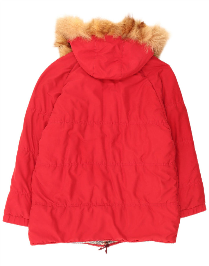 Marina Yachting Abrigo acolchado extragrande con capucha para mujer, talla 40, talla M, color rojo