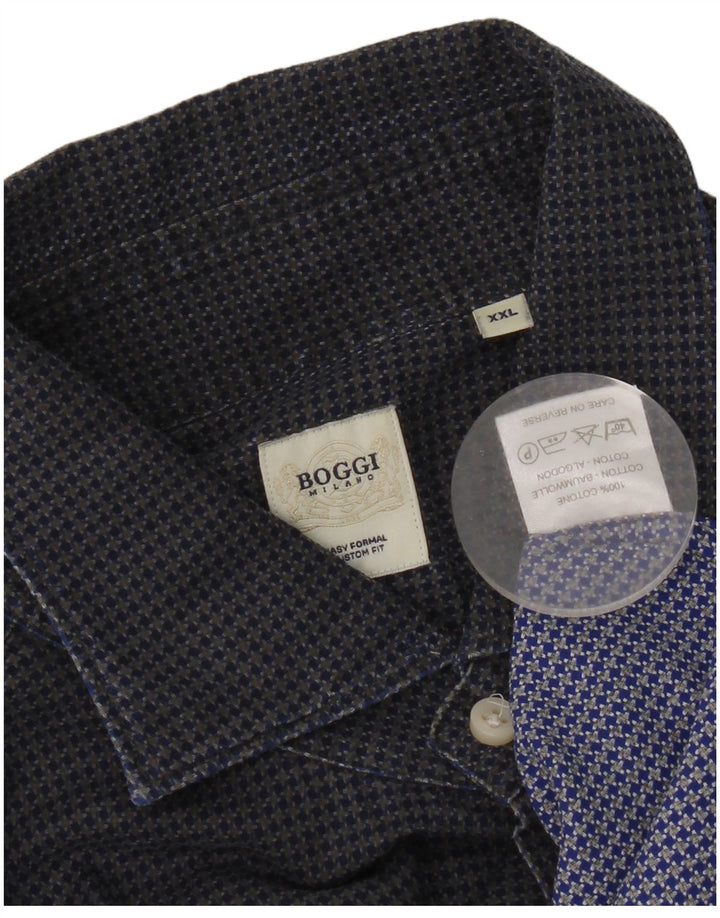 BOOGIE Camisa Milano Custom Fit para hombre 2XL Algodón de pata de gallo azul marino