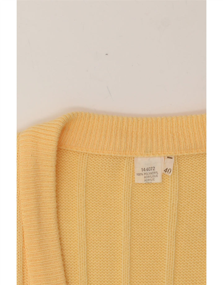 VINTAGE Womens Longline Cardigan Sweater EU 40 Medium Yellow Acrylic Vintage Vintage and Second-Hand Vintage from Messina Hembry 