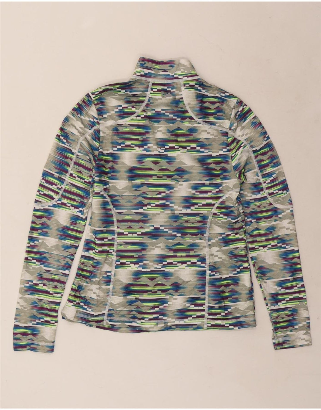 FILA Mujer Jersey Chándal Top UK 12 Medio Multicolor Geométrico