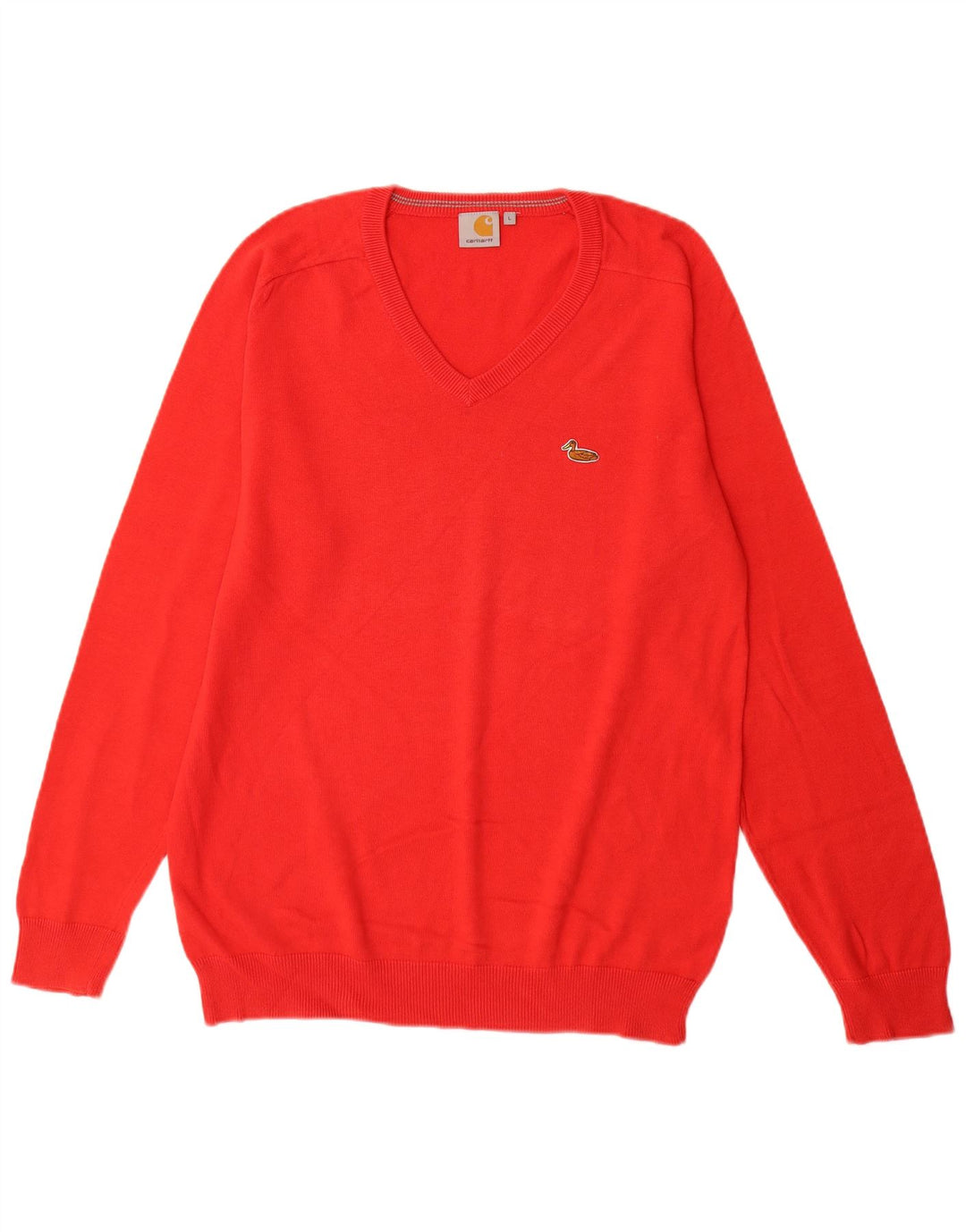 Carhartt Jersey con cuello en V para hombre, talla grande, algodón rojo