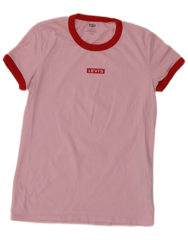 LEVI'S Camiseta gráfica extragrande para mujer UK 6 XS Algodón rosa