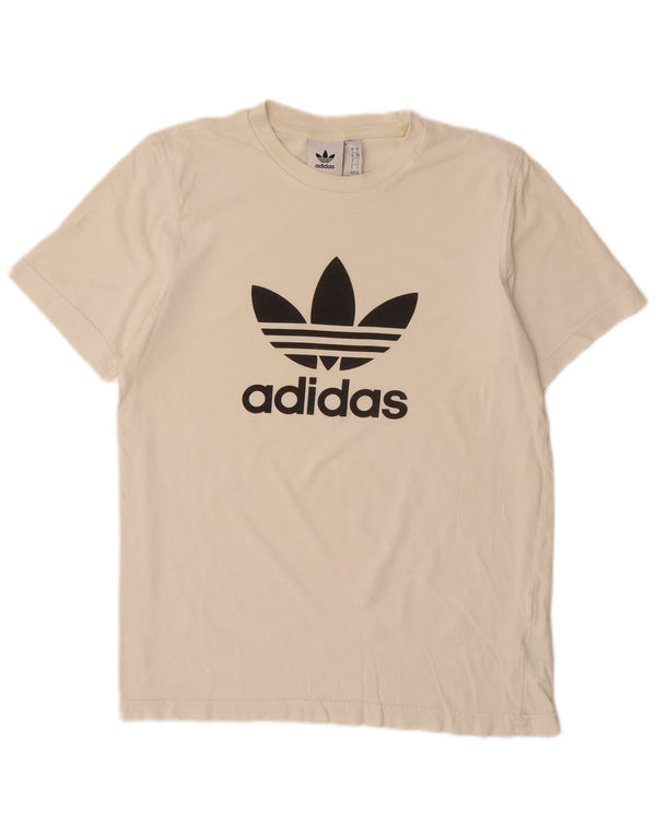 ADIDAS Camiseta gráfica para hombre Top pequeño de algodón blanco roto