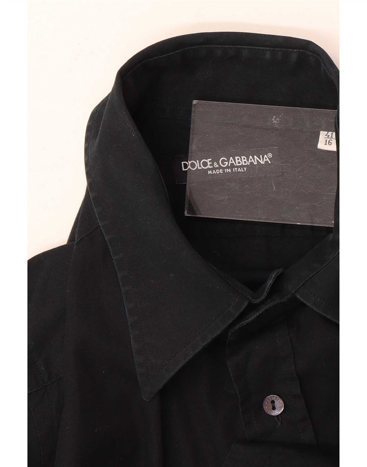 Dolce & Gabbana Camisa Hombre Talla 41 16 Grande Negra