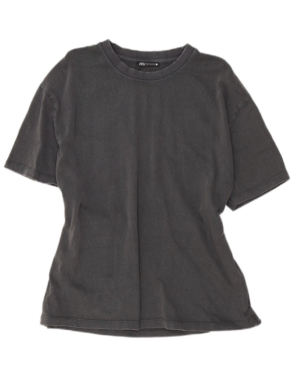Zara Mujer Camiseta Top ES 40 XL Algodón Gris