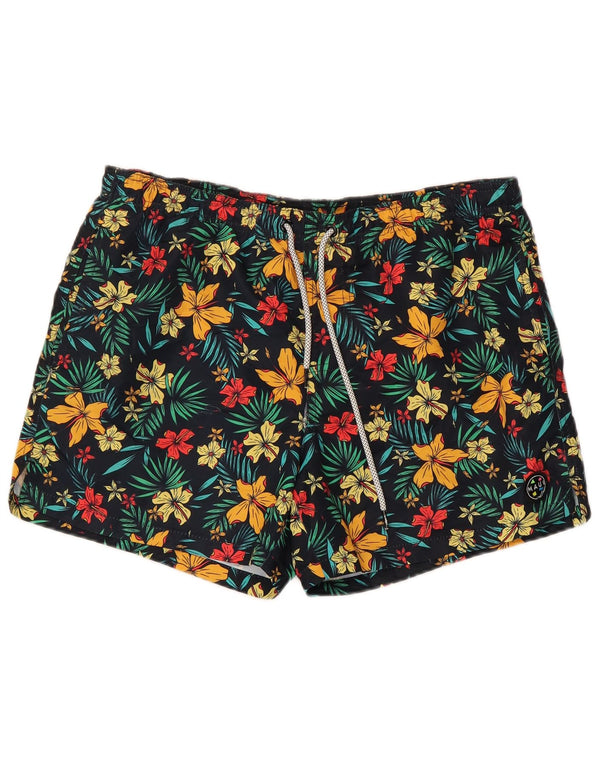 Maui and Sons Bañador para hombre, talla grande, poliéster floral negro
