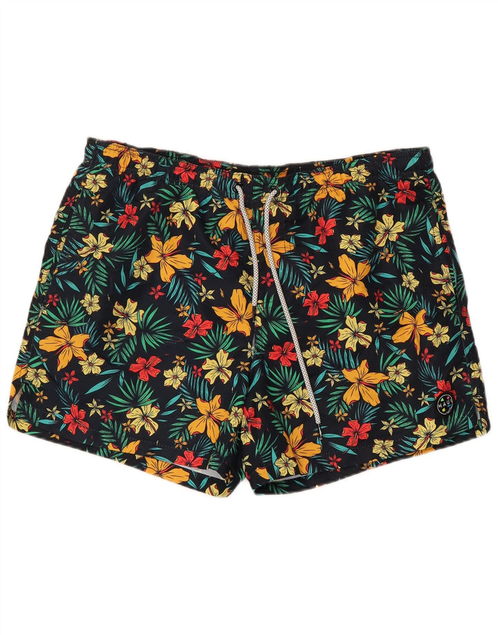 Maui and Sons Bañador para hombre, talla grande, poliéster floral negro