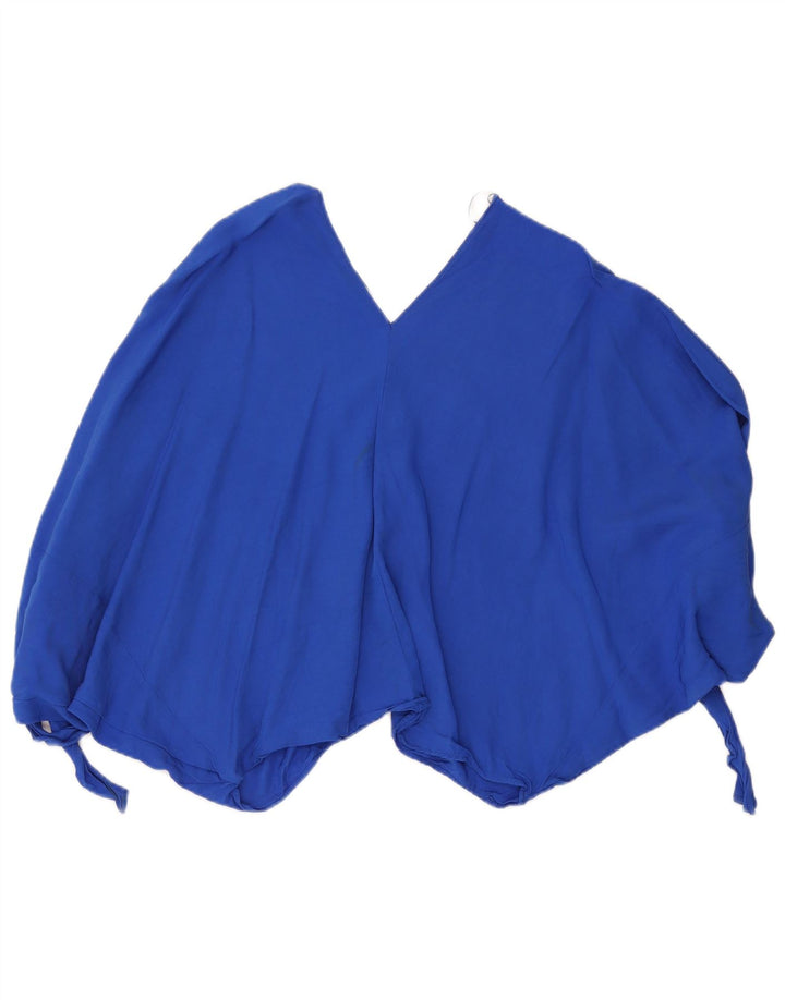 Zara Mujer Blusa Corta Extragrande UK 44 Viscosa Azul Medio