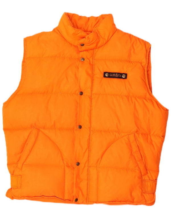 Vintage hombres acolchado chaleco Reino Unido 42 XL naranja nylon