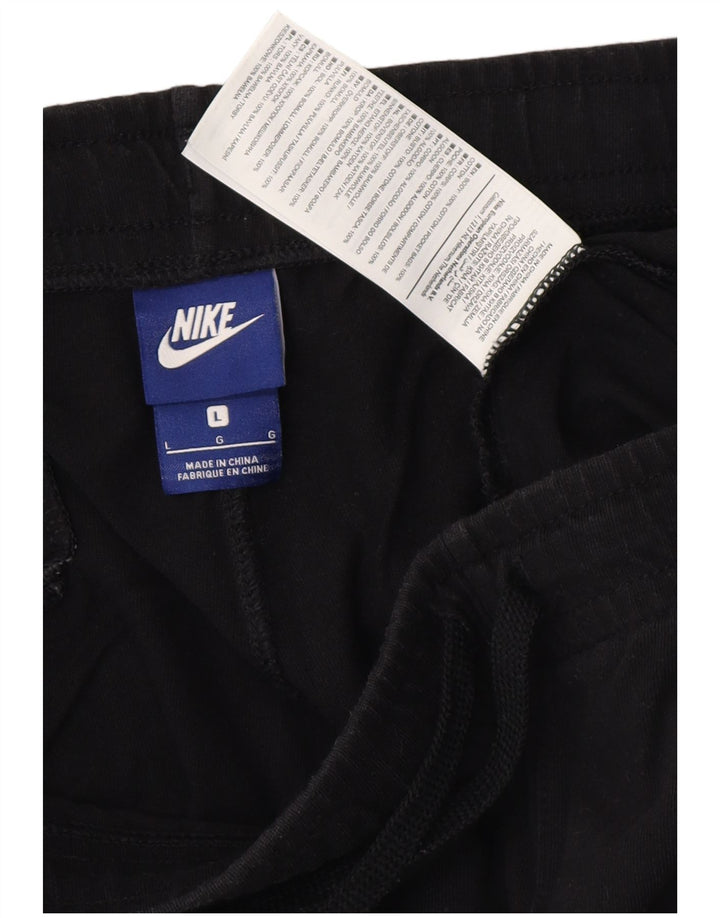 NIKE Pantalones cortos deportivos para hombre, tamaño grande, algodón negro