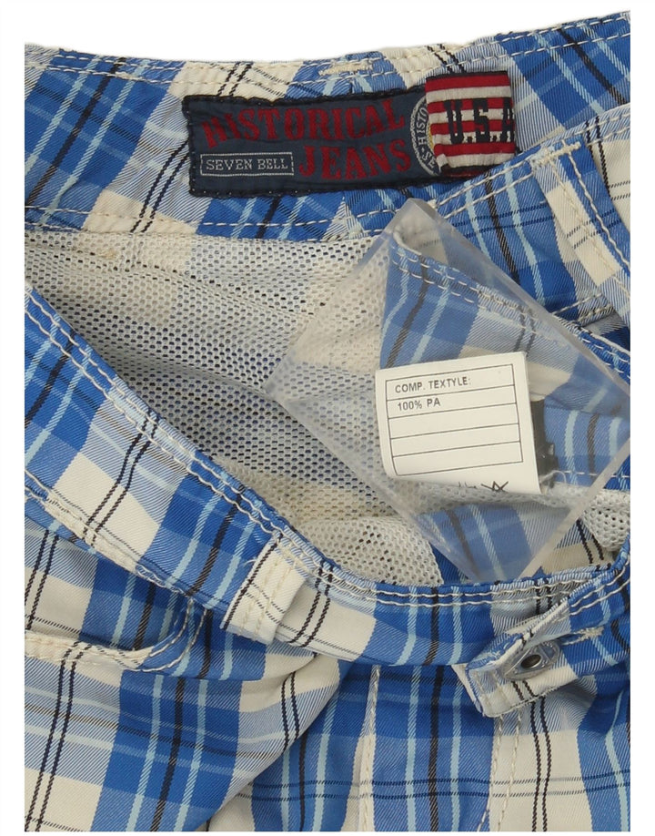 Roy Rogers Pantalones cortos casuales para mujer IT 44 Medium W30 Poliamida a cuadros azules