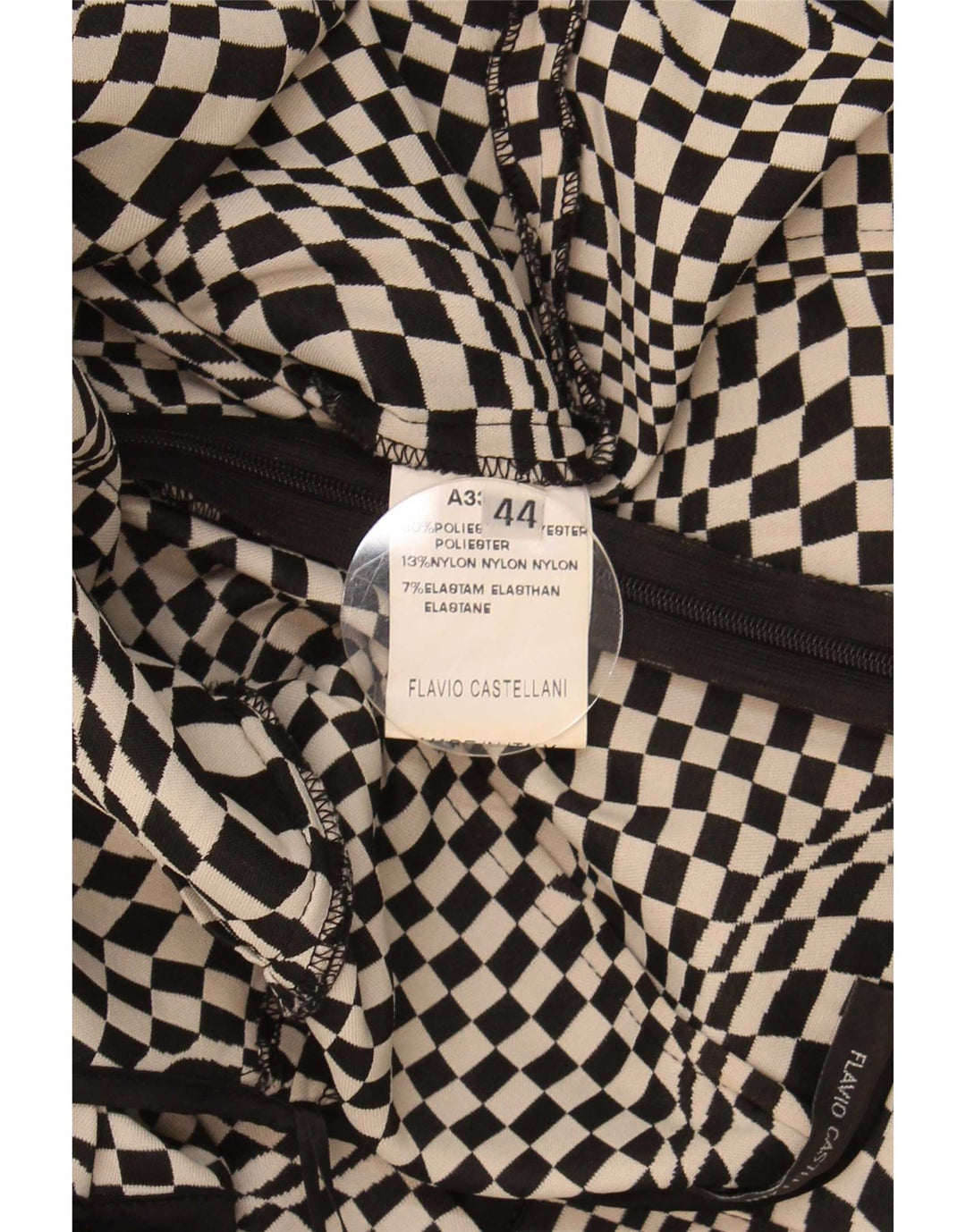 Flavio Castellani Vestido Halter Mujer IT 44 Medio Negro Geométrico
