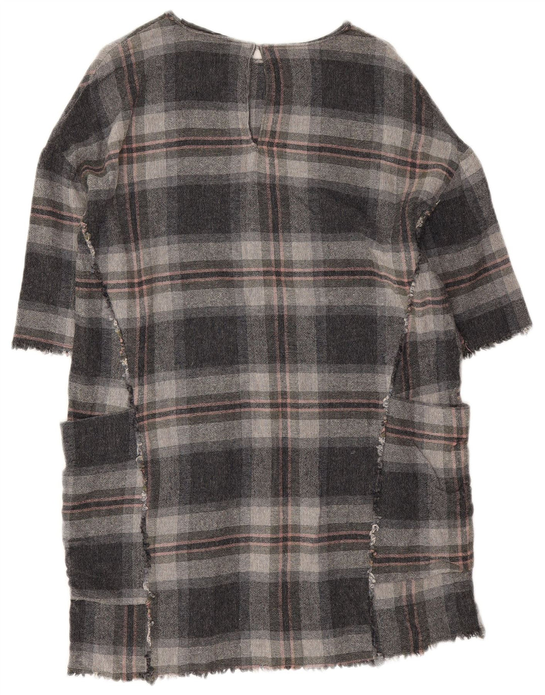 Zara Vestido Túnica Mujer UK 44 Viscosa A Cuadros Gris Medio