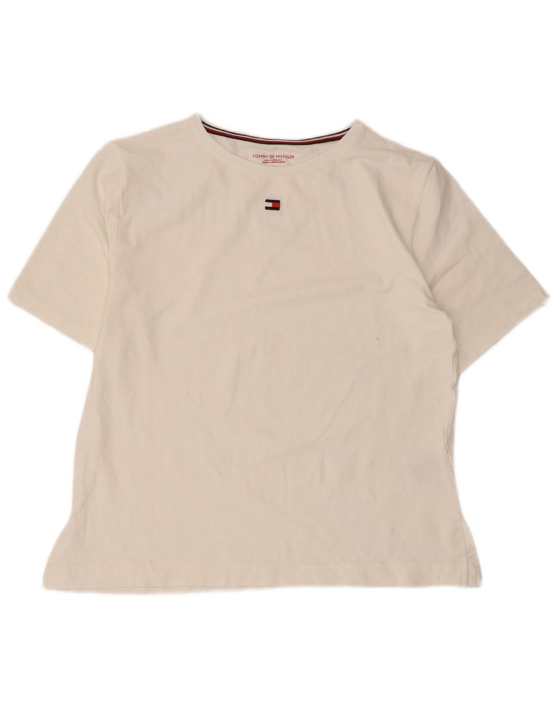 TOMMY HILFIGER Camiseta para mujer Top UK 14 Medium White Cotton