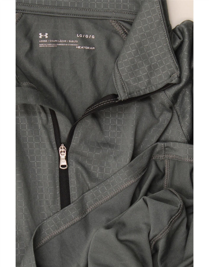 Under Armour Hombre Heat Gear Jersey Chándal Top Grande Gris Cuadros
