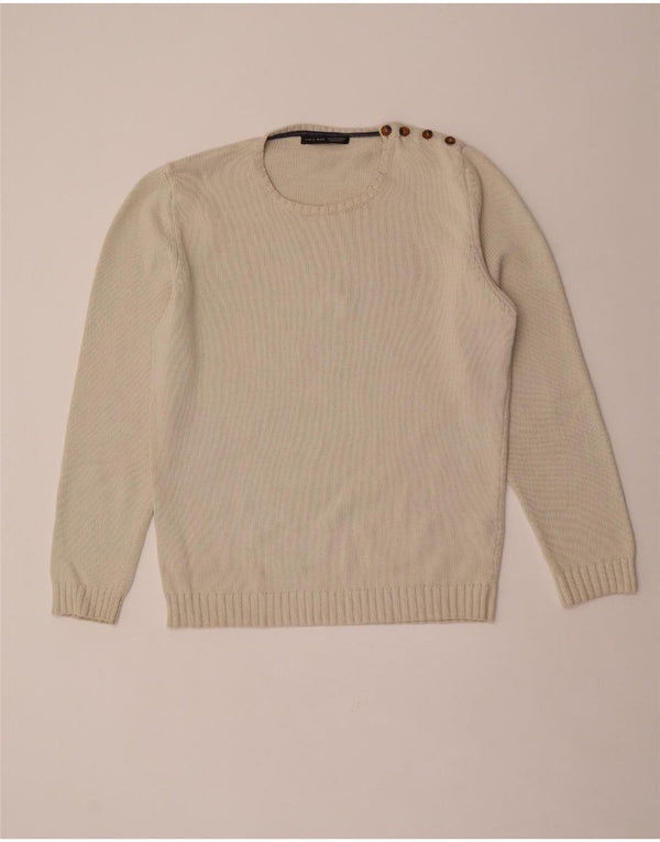Zara Hombre Jersey Cuello Redondo Jersey XL Algodón Beige