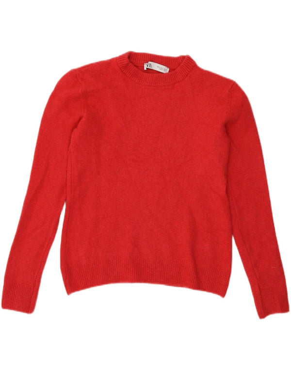 Zara Mujer Crop Crew Neck Jumper Sweater UK 10 Small Rosa