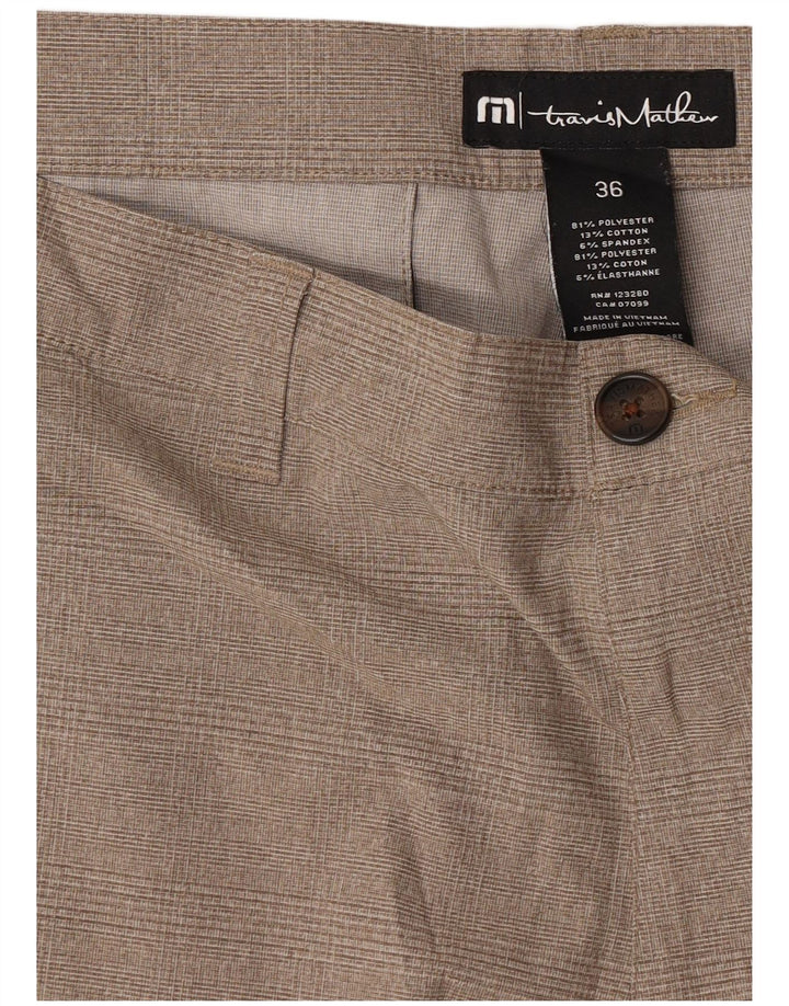Travis Mathew Pantalones cortos chinos para hombre W36 Poliéster a cuadros beige grande