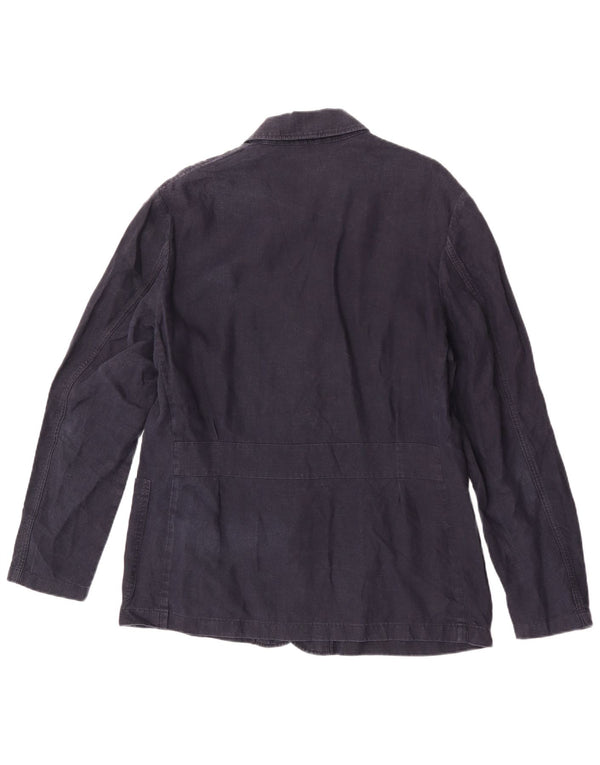 Massimo Dutti Chaqueta utilitaria para hombre UK 40 Large Lino azul marino