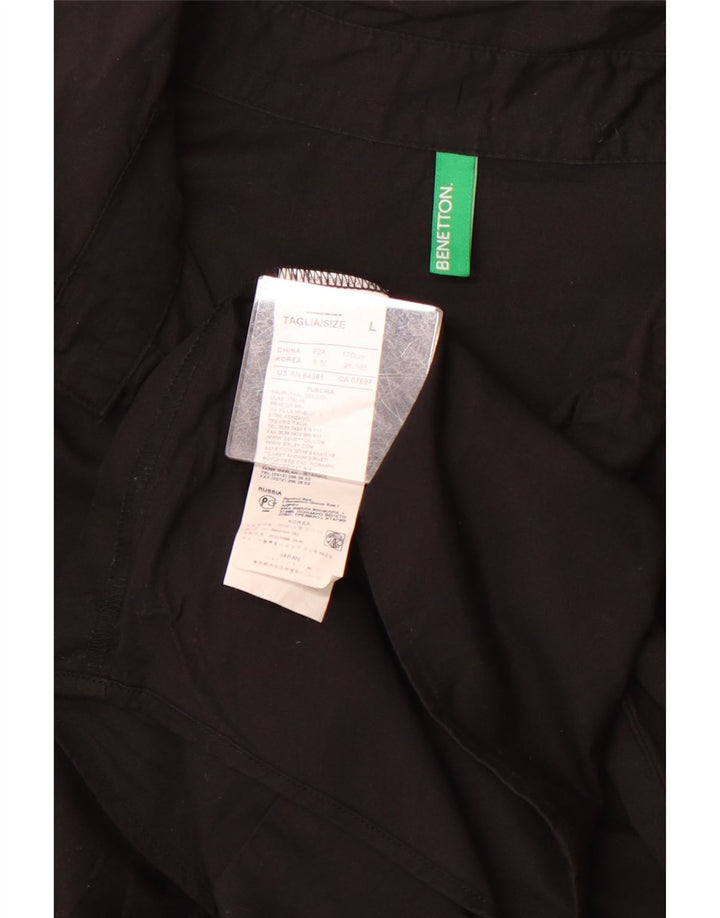 BENETTON Camisa tipo jersey para mujer UK 46 Grande Algodón negro