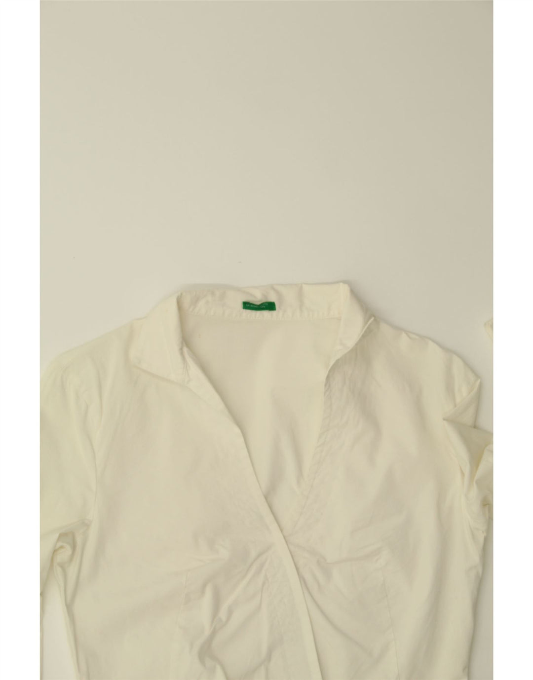 BENETTON Blusa camisera para mujer UK 42 Algodón blanco mediano