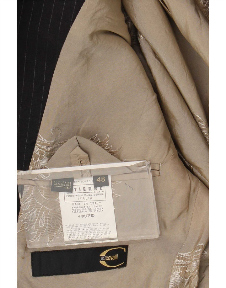 Just Cavalli Chaqueta tipo blazer de 3 botones para hombre IT 48 Algodón a rayas negro mediano