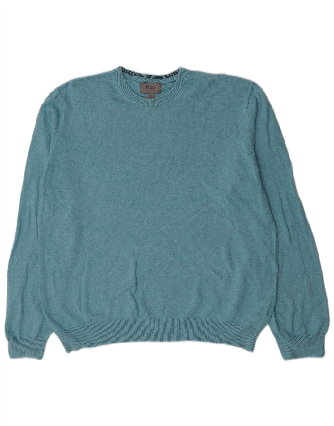Marks & Spencer Jersey de cuello redondo para hombre XL Algodón azul