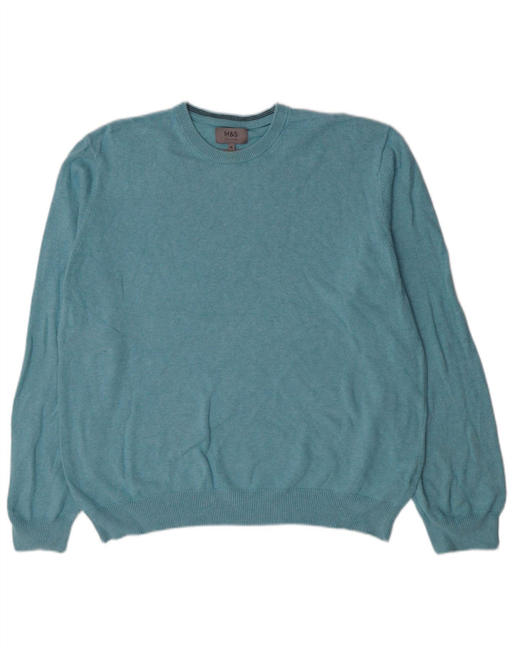 Marks & Spencer Jersey de cuello redondo para hombre XL Algodón azul