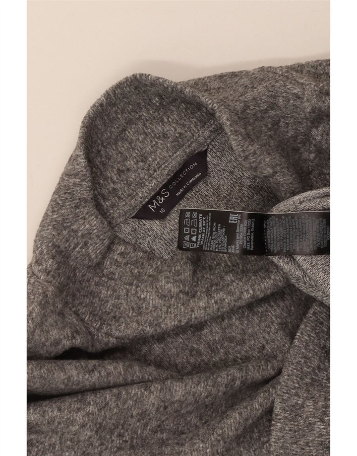 MARKS & SPENCER Suéter tipo jersey con cuello alto para mujer UK 46 Grande gris moteado