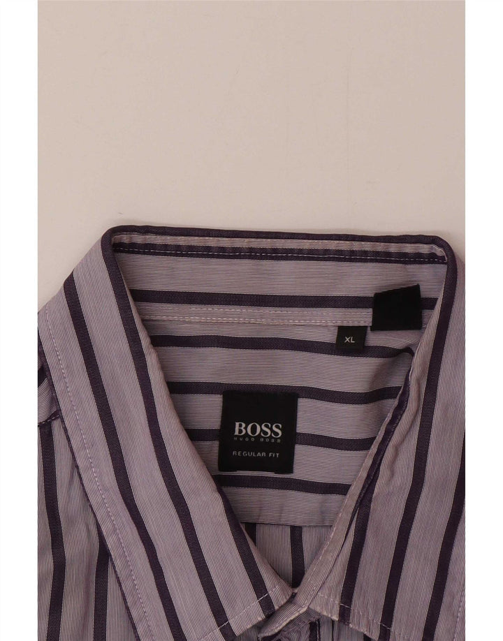 Camisa Hugo Boss Hombre Regular Fit XL Rayas Moradas