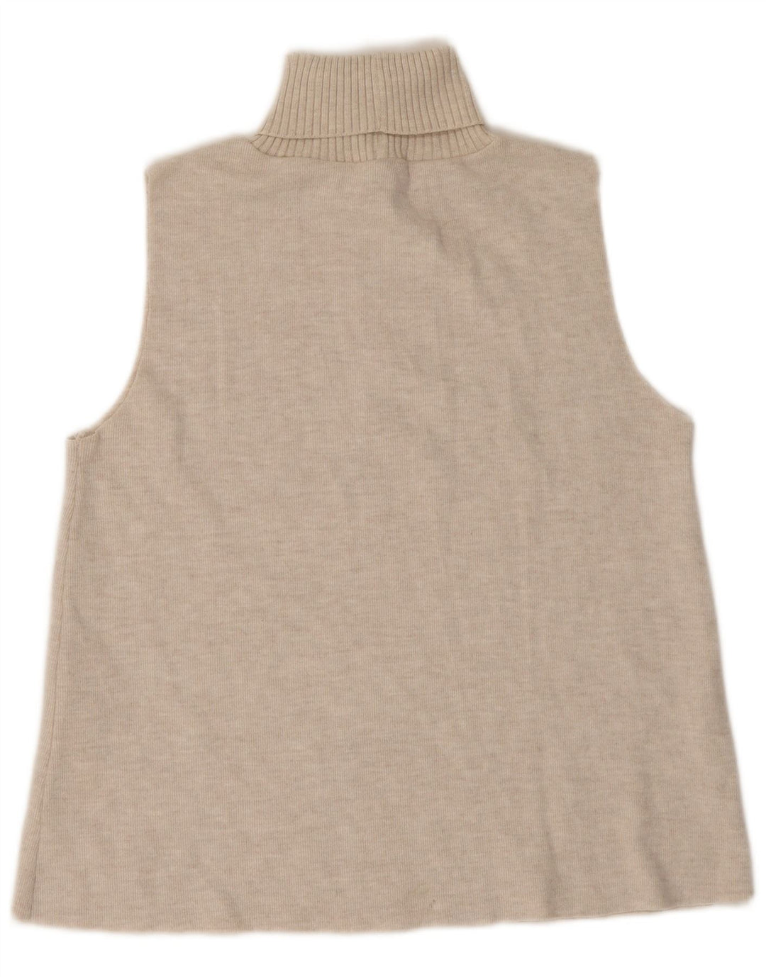Zara Mujer Chaleco Camiseta Sin Mangas UK 44 Grande Poliéster Beige