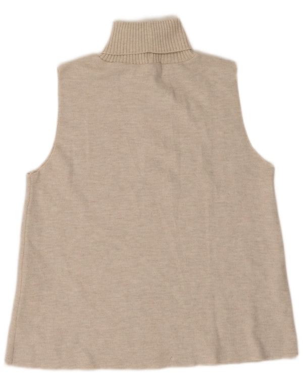 Zara Mujer Chaleco Camiseta Sin Mangas UK 44 Grande Poliéster Beige