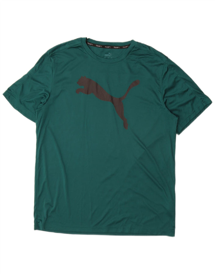 PUMA Camiseta gráfica para hombre Top grande poliéster verde